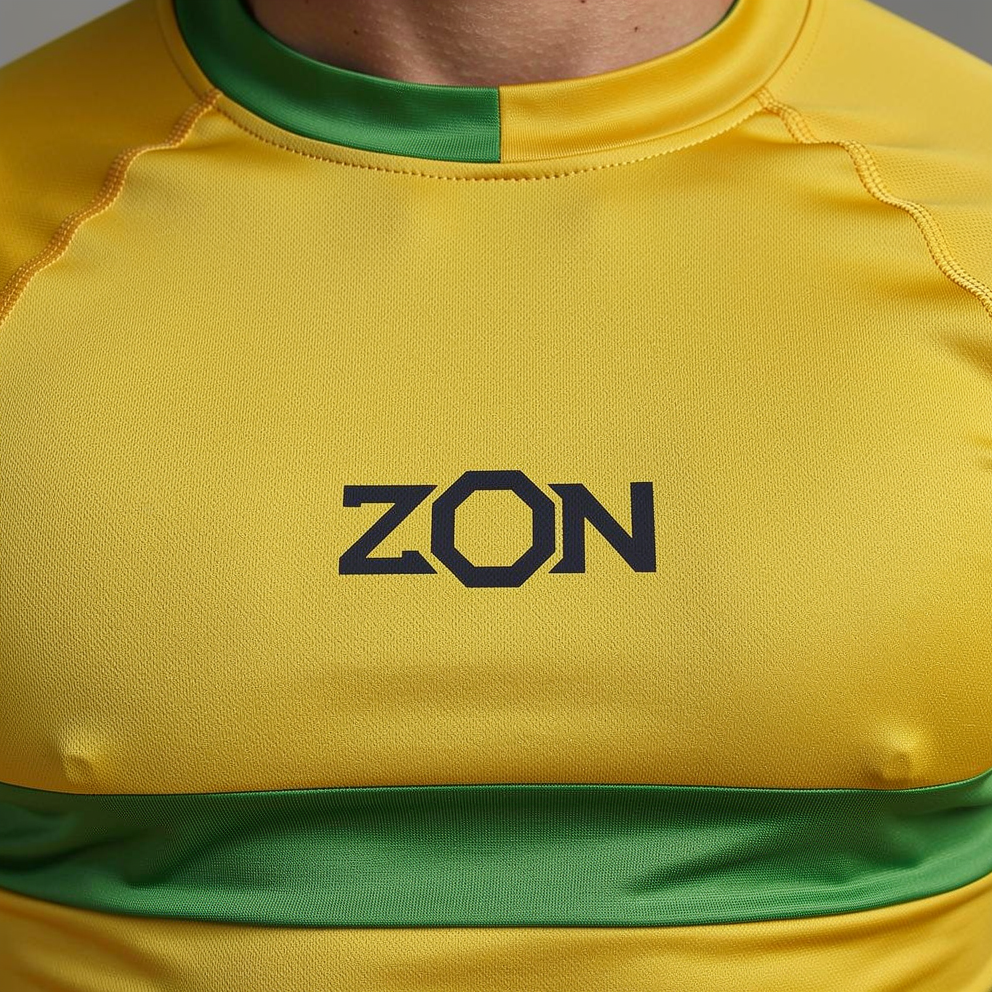 Short Sleeve Rashguard - Yellow and Green - "Samba Mentality"